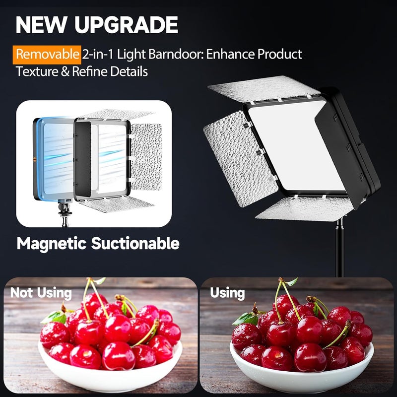 EMART LED Video Light Kit with Phone Holder & Barndoor, 2800-7000K Dimmable Studio Lights for Video Recording, 73'' Height for Live Streaming, YouTube, Vlog, Photography, Content, Podcast, 2-Pack - Image 2